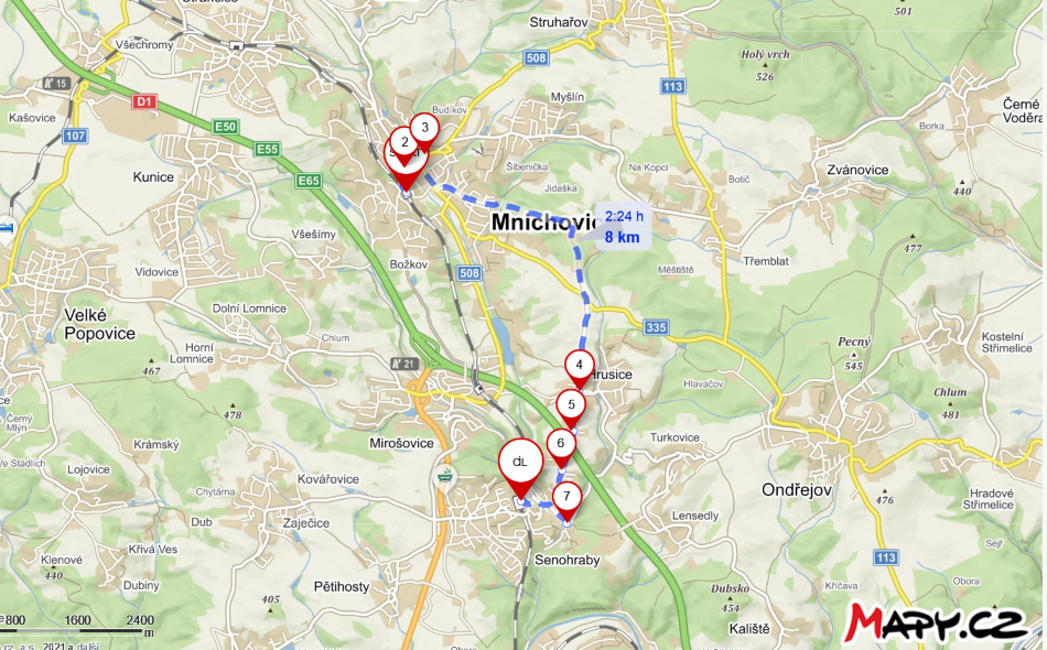 mapa Mnichovice Senohraby